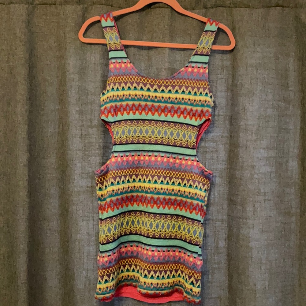 Mags & Pye multi-color embossed side cutout dress